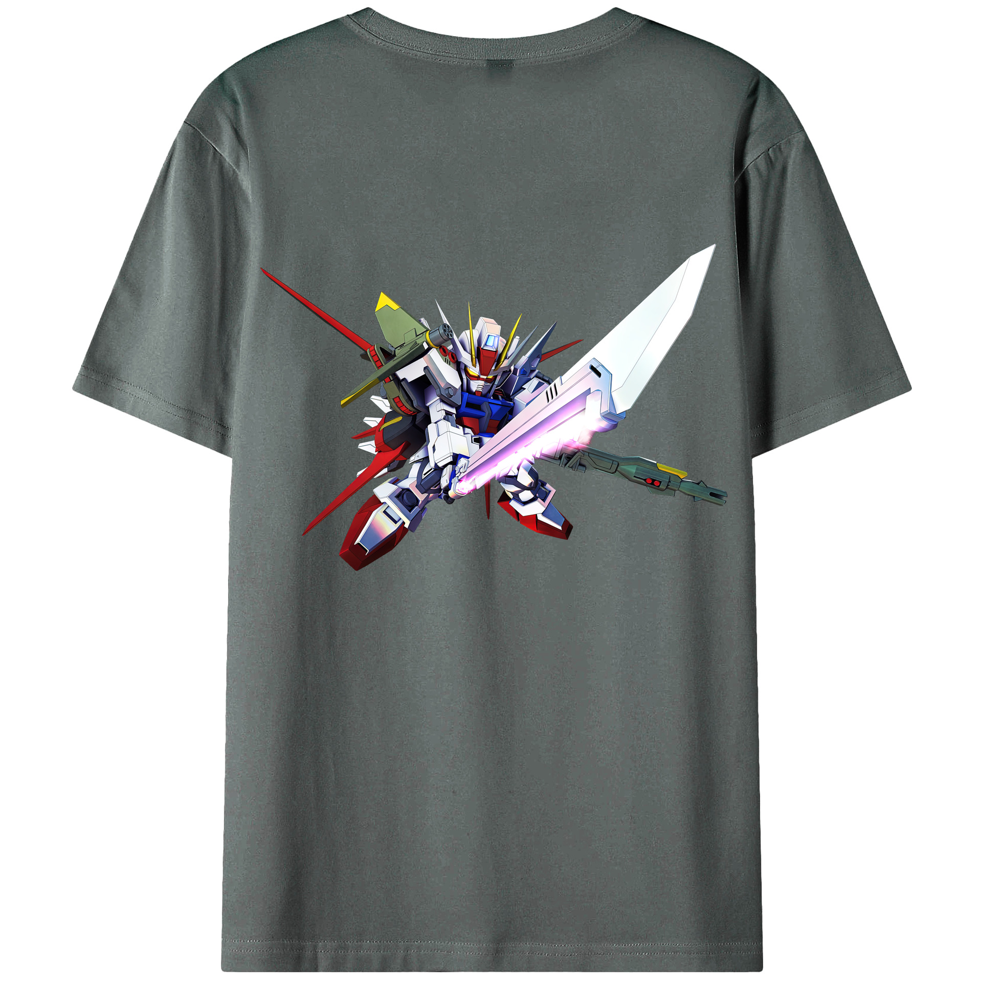 （画像用） 機動戦士ガンダム Mobile Suit Gundam 綿100％ メンズ半袖Tシャツ（バックプリント） 通気性